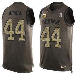 Cheap Matt Asiata Vikings Tank Top From China Salute TO Service Olive #44