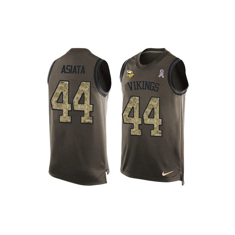 Cheap Matt Asiata Vikings Tank Top From China Salute TO Service Olive #44
