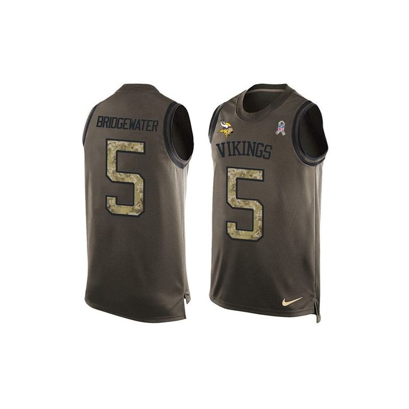 Cheap Teddy Bridgewater Vikings Tank Top From China Salute TO Service Olive #5