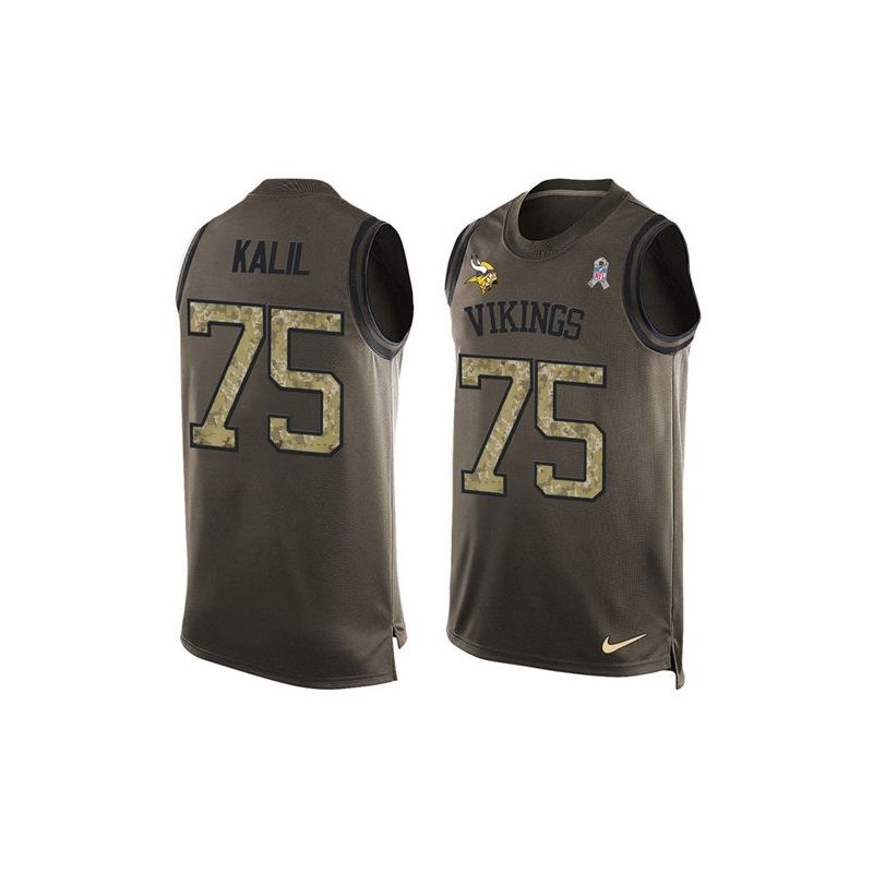 Cheap Matt Kalil Vikings Tank Top From China Salute TO Service Olive #75