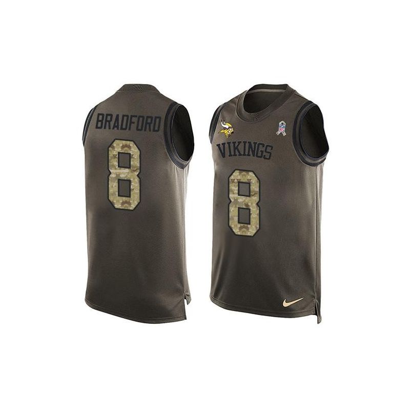 Cheap Sam Bradford Vikings Tank Top From China Salute TO Service Olive #8