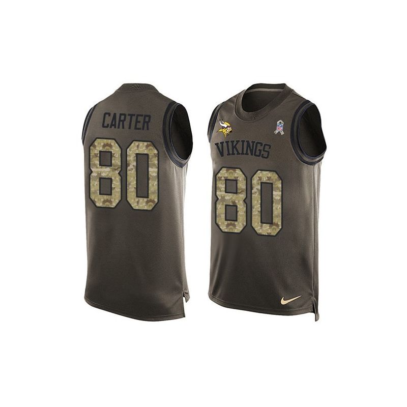 Cheap Cris Carter Vikings Tank Top From China Salute TO Service Olive #80