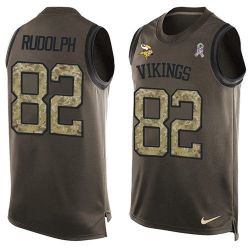 Cheap Kyle Rudolph Vikings Tank Top From China Salute TO Service Olive #82