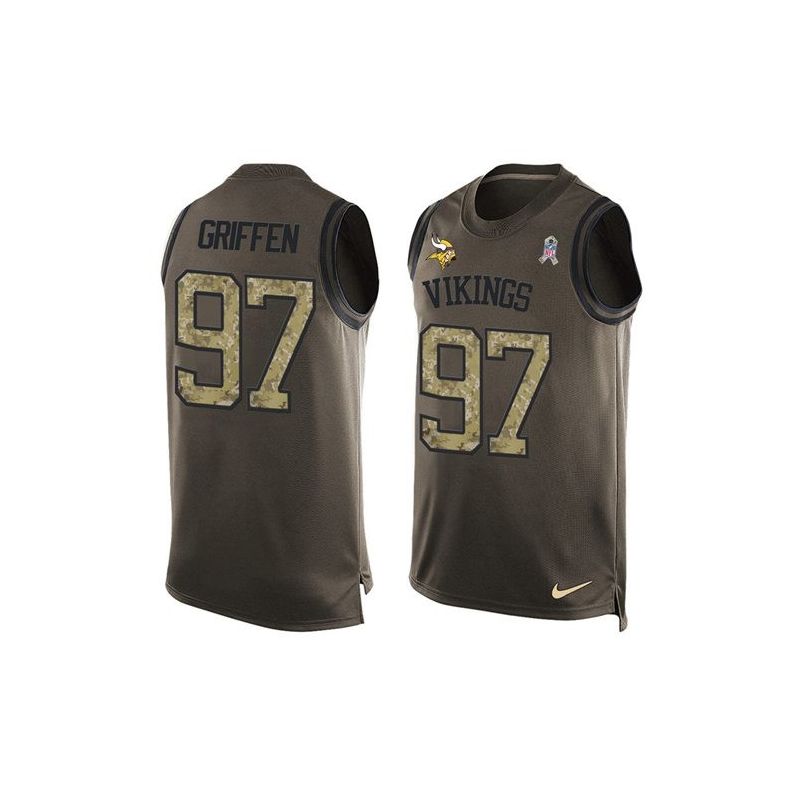 Cheap Everson Griffen Vikings Tank Top From China Salute TO Service Olive #97