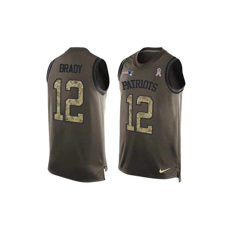 Cheap Tom Brady Patriots Tank Top From China Salute TO Service Olive #12