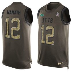 Cheap Joe Namath Jets Tank Top From China Salute TO Service Olive #12
