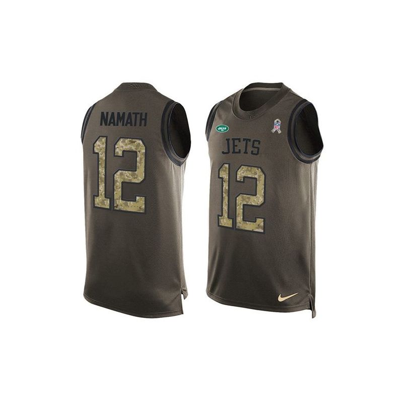 Cheap Joe Namath Jets Tank Top From China Salute TO Service Olive #12