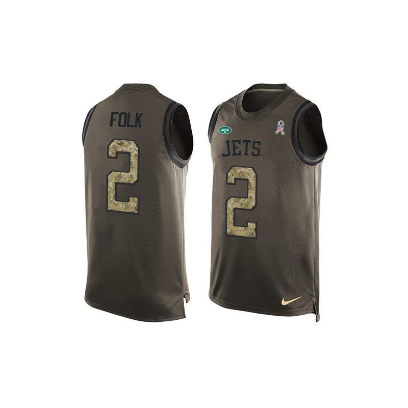 Cheap Nick Folk Jets Tank Top From China Salute TO Service Olive #2