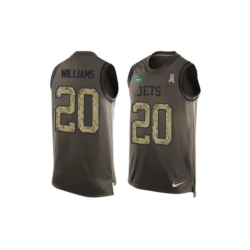 Cheap Marcus Williams Jets Tank Top From China Salute TO Service Olive #20