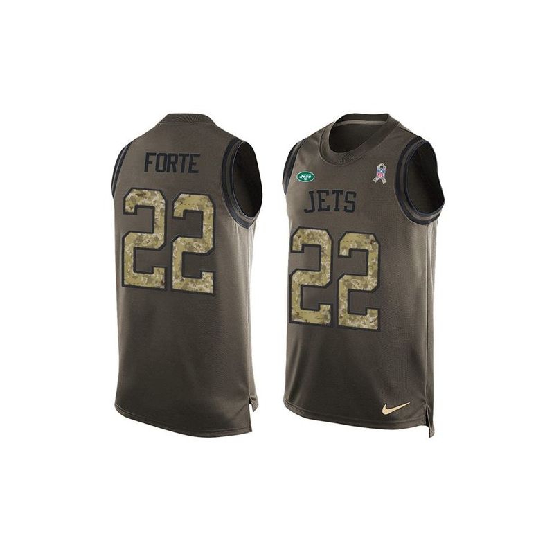 Cheap Matt Forte Jets Tank Top From China Salute TO Service Olive #22