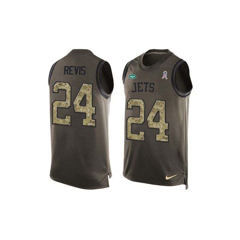 Cheap Darrelle Revis Jets Tank Top From China Salute TO Service Olive #24