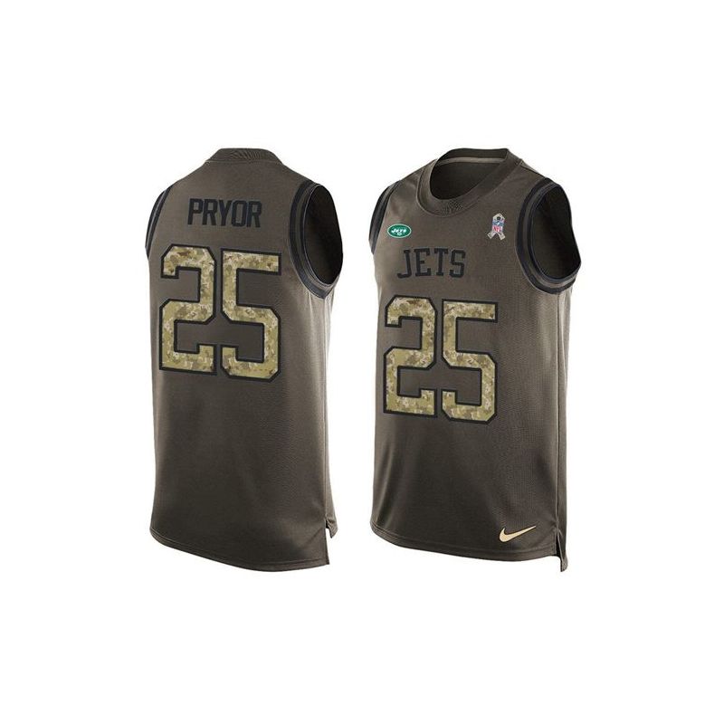 Cheap Calvin Pryor Jets Tank Top From China Salute TO Service Olive #25