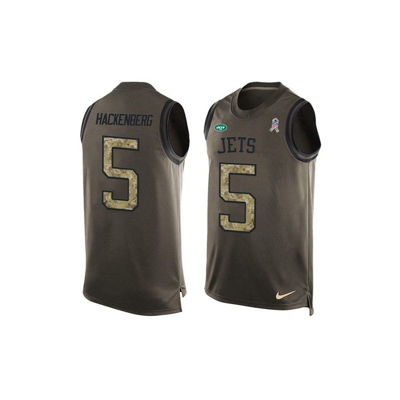 Cheap Christian Hackenberg Jets Tank Top From China Salute TO Service Olive #5