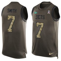 Cheap Geno Smith Jets Tank Top From China Salute TO Service Olive #7