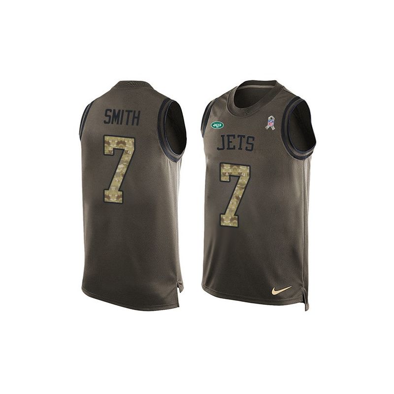 Cheap Geno Smith Jets Tank Top From China Salute TO Service Olive #7