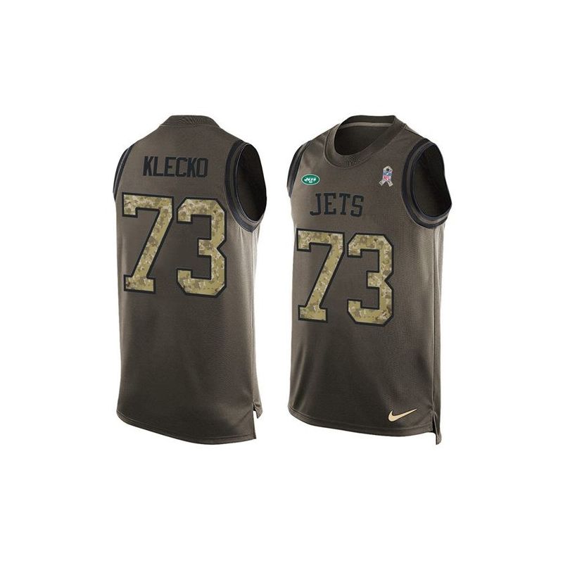 Cheap Joe Klecko Jets Tank Top From China Salute TO Service Olive #73