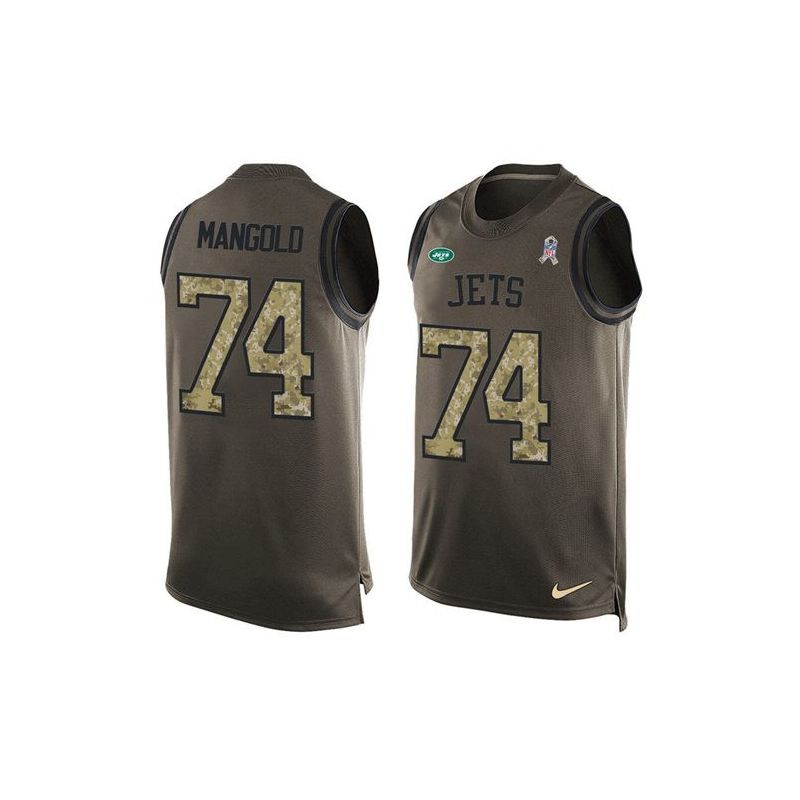 Cheap Nick Mangold Jets Tank Top From China Salute TO Service Olive #74