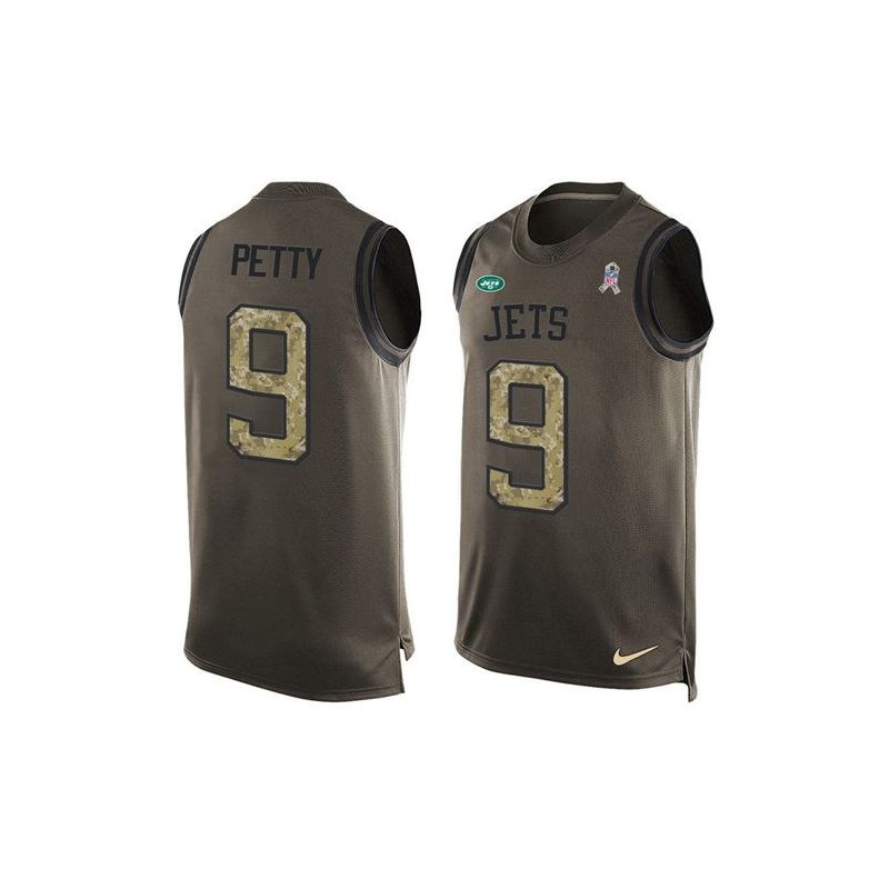 Cheap Bryce Petty Jets Tank Top From China Salute TO Service Olive #9