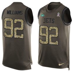 Cheap Leonard Williams Jets Tank Top From China Salute TO Service Olive #92