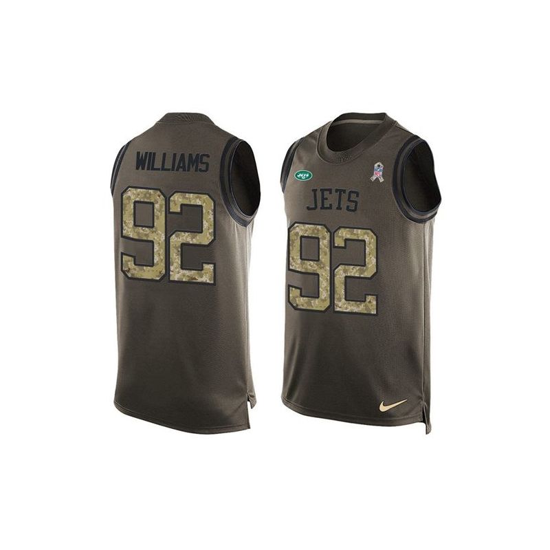 Cheap Leonard Williams Jets Tank Top From China Salute TO Service Olive #92