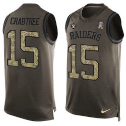 Cheap Michael Crabtree Raiders Tank Top From China Salute TO Service Olive #15