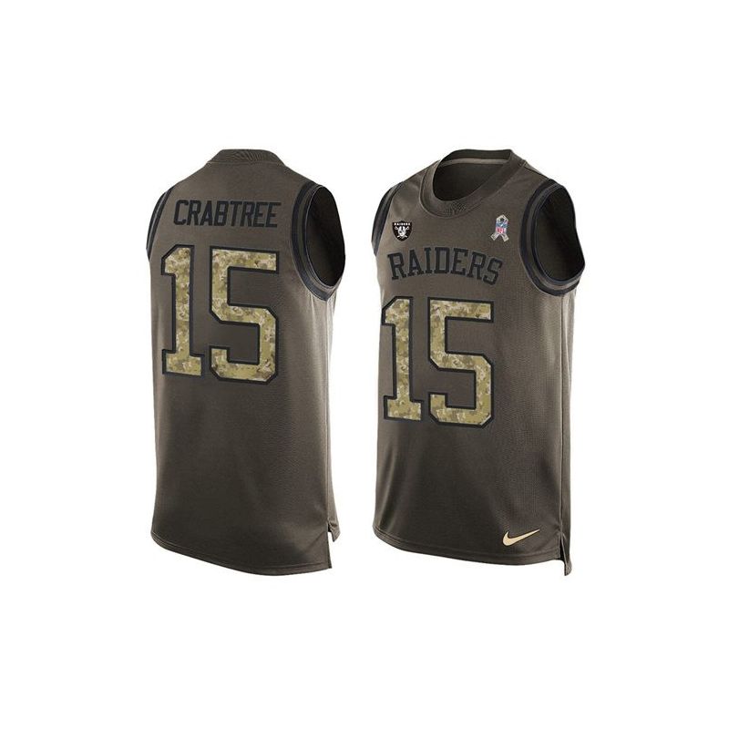 Cheap Michael Crabtree Raiders Tank Top From China Salute TO Service Olive #15