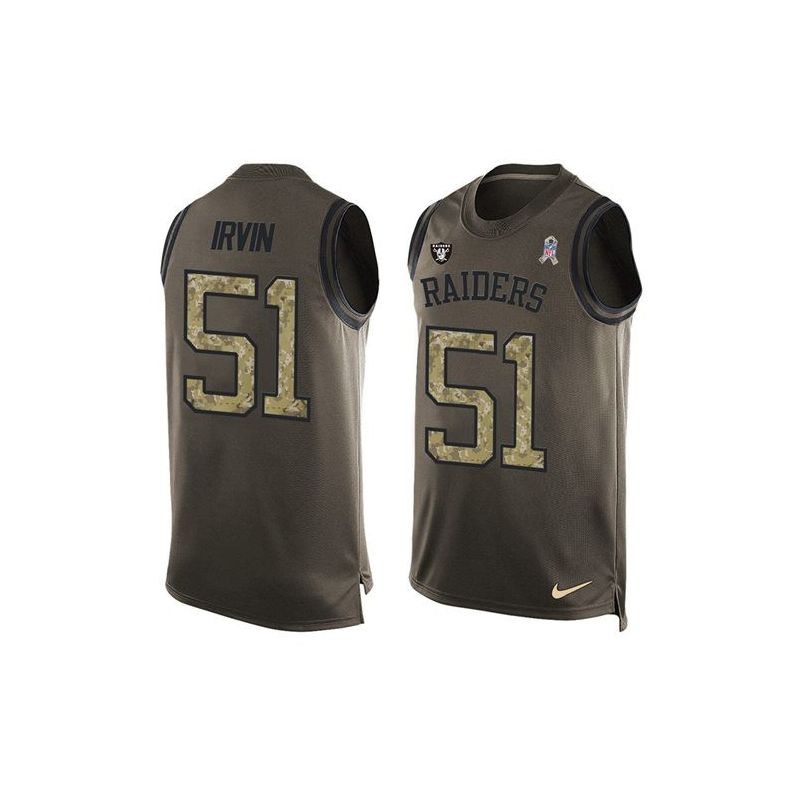 Cheap Bruce Irvin Raiders Tank Top From China Salute TO Service Olive #51
