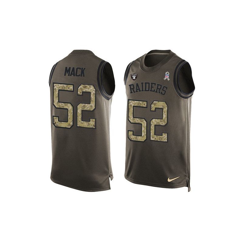 Cheap Khalil Mack Raiders Tank Top From China Salute TO Service Olive #52
