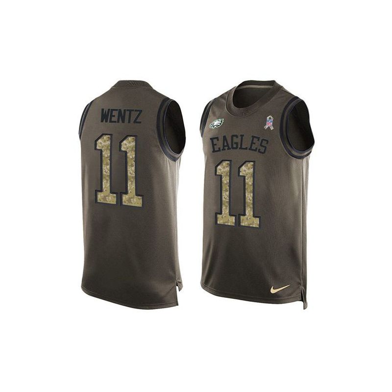 Cheap Carson Wentz Eagles Tank Top From China Salute TO Service Olive #11