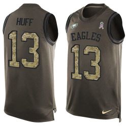 Cheap Josh Huff Eagles Tank Top From China Salute TO Service Olive #13
