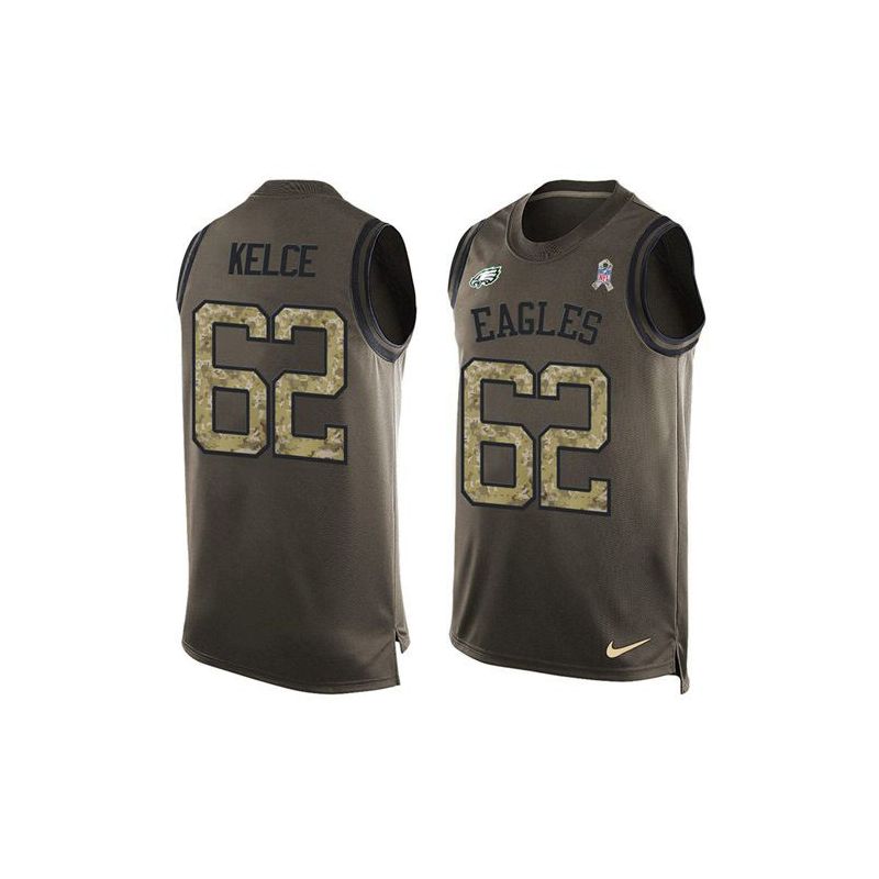 Cheap Jason Kelce Eagles Tank Top From China Salute TO Service Olive #62