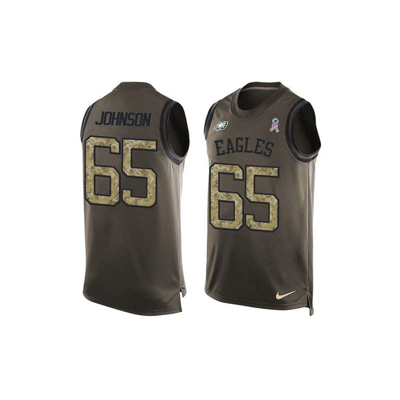 Cheap Lane Johnson Eagles Tank Top From China Salute TO Service Olive #65
