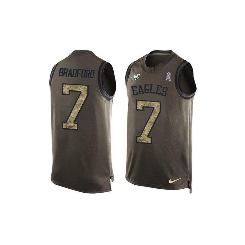 Cheap Sam Bradford Eagles Tank Top From China Salute TO Service Olive #7