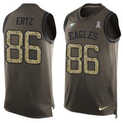 Cheap Zach Ertz Eagles Tank Top From China Salute TO Service Olive #86