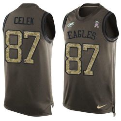 Cheap Brent Celek Eagles Tank Top From China Salute TO Service Olive #87