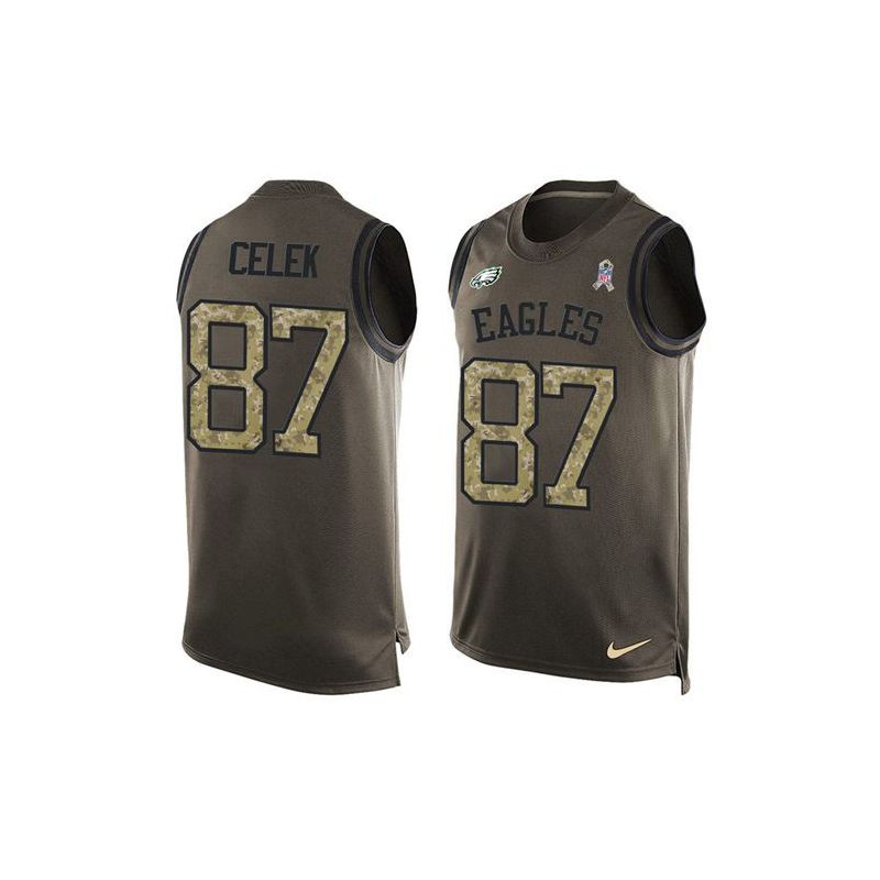 Cheap Brent Celek Eagles Tank Top From China Salute TO Service Olive #87