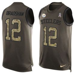 Cheap Terry Bradshaw Steelers Tank Top From China Salute TO Service Olive #12