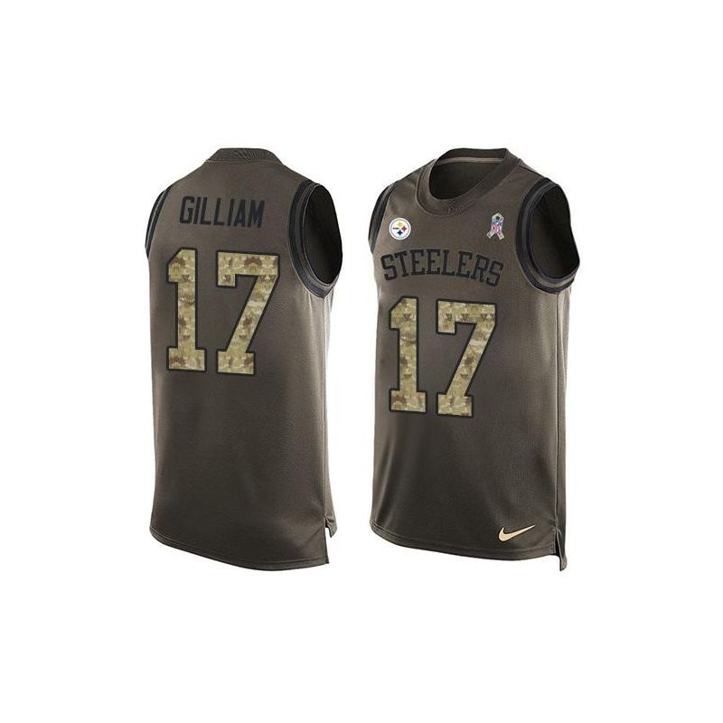 Cheap Joe Gilliam Steelers Tank Top From China Salute TO Service Olive #17