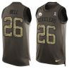Cheap LeVeon Bell Steelers Tank Top From China Salute TO Service Olive #26