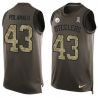 Cheap Troy Polamalu Steelers Tank Top From China Salute TO Service Olive #43