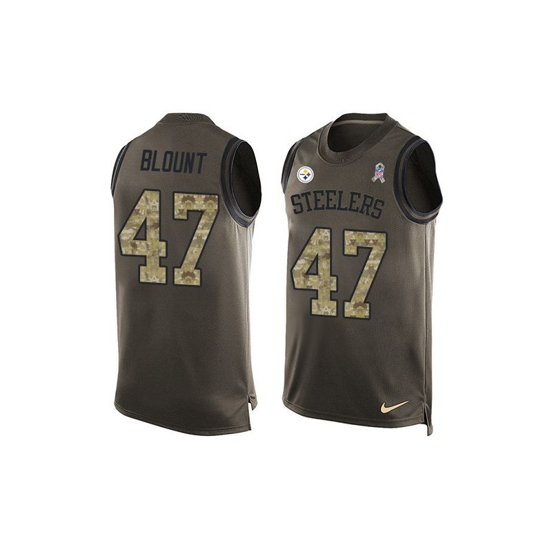 Cheap Mel Blount Steelers Tank Top From China Salute TO Service Olive #47