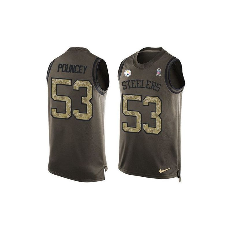 Cheap Maurkice Pouncey Steelers Tank Top From China Salute TO Service Olive #53