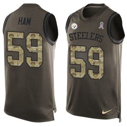 Cheap Jack Ham Steelers Tank Top From China Salute TO Service Olive #59
