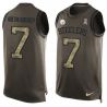 Cheap Ben Roethlisberger Steelers Tank Top From China Salute TO Service Olive #7