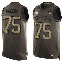Cheap Joe Greene Steelers Tank Top From China Salute TO Service Olive #75
