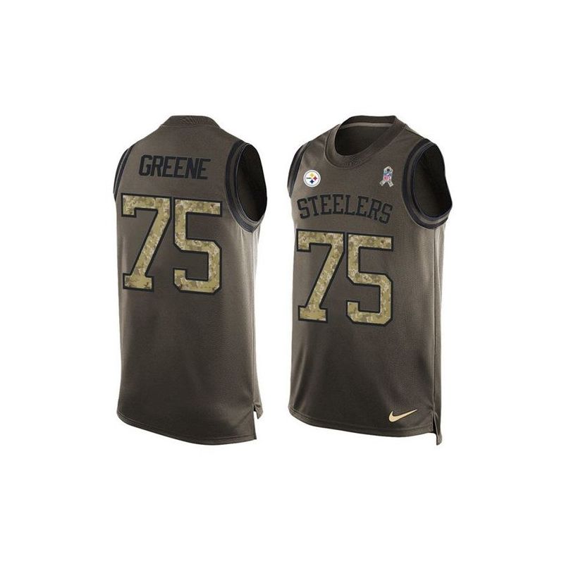 Cheap Joe Greene Steelers Tank Top From China Salute TO Service Olive #75