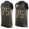 Cheap Joe Greene Steelers Tank Top From China Salute TO Service Olive #75