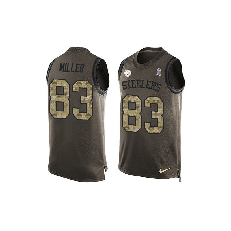 Cheap Heath Miller Steelers Tank Top From China Salute TO Service Olive #83