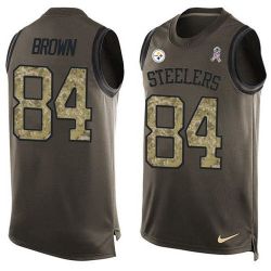 Cheap Antonio Brown Steelers Tank Top From China Salute TO Service Olive #84