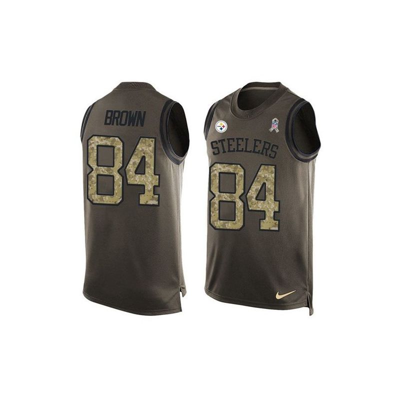 Cheap Antonio Brown Steelers Tank Top From China Salute TO Service Olive #84